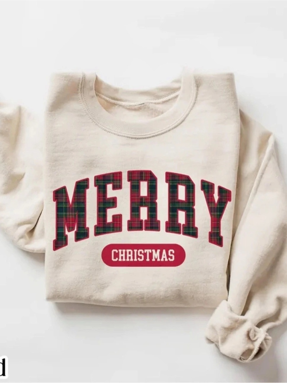 Gildan Merry Christmas Plaid Graphic Sweatshirt, Gift For Her, For Him